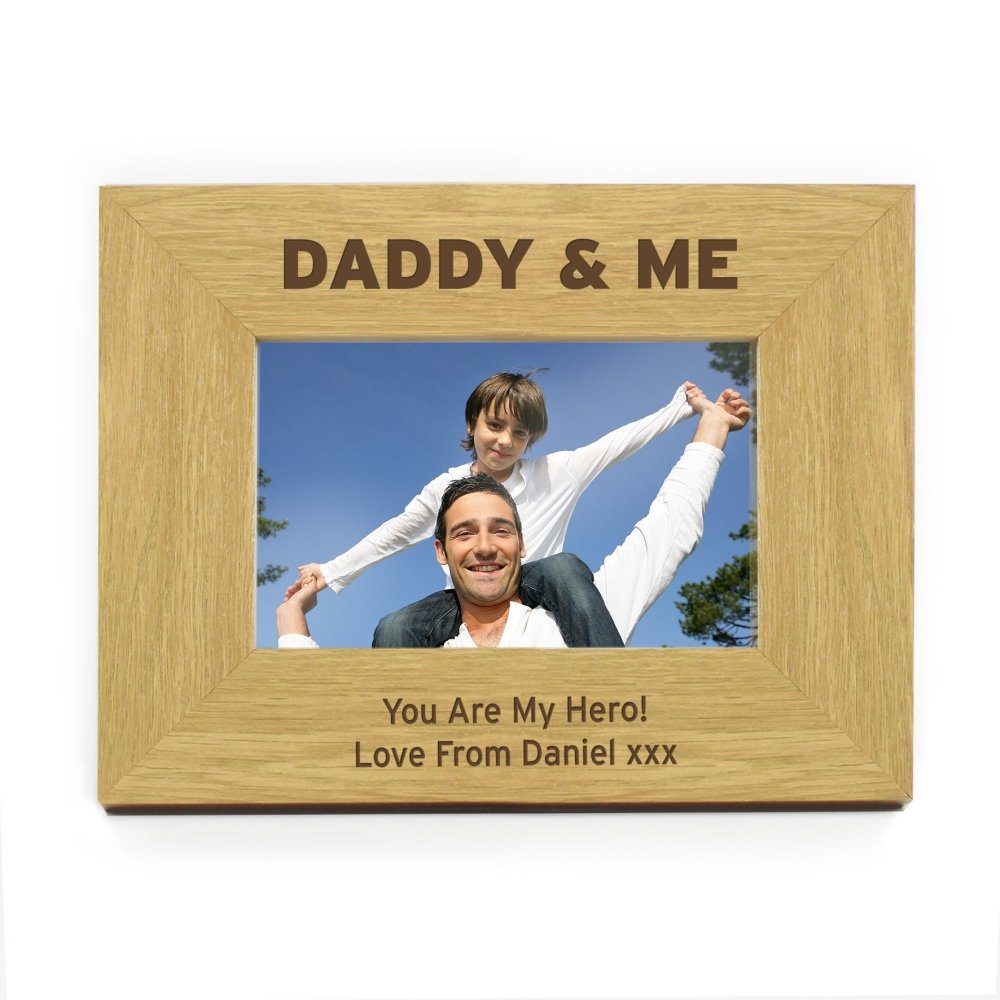 Personalised Oak Finish 6x4 Inch Daddy & Me Photo Frame