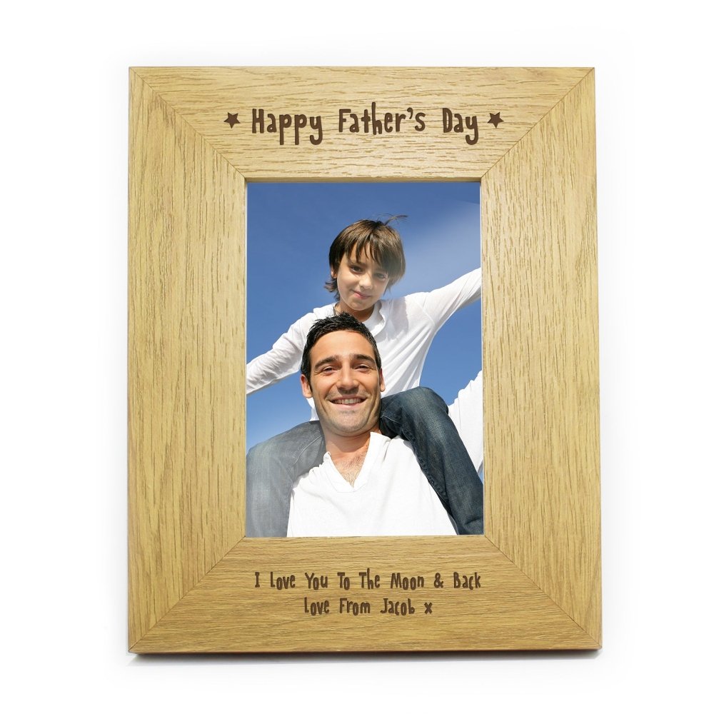 Personalised Oak Finish 6x4 Inch Happy Fathers Day Photo Frame