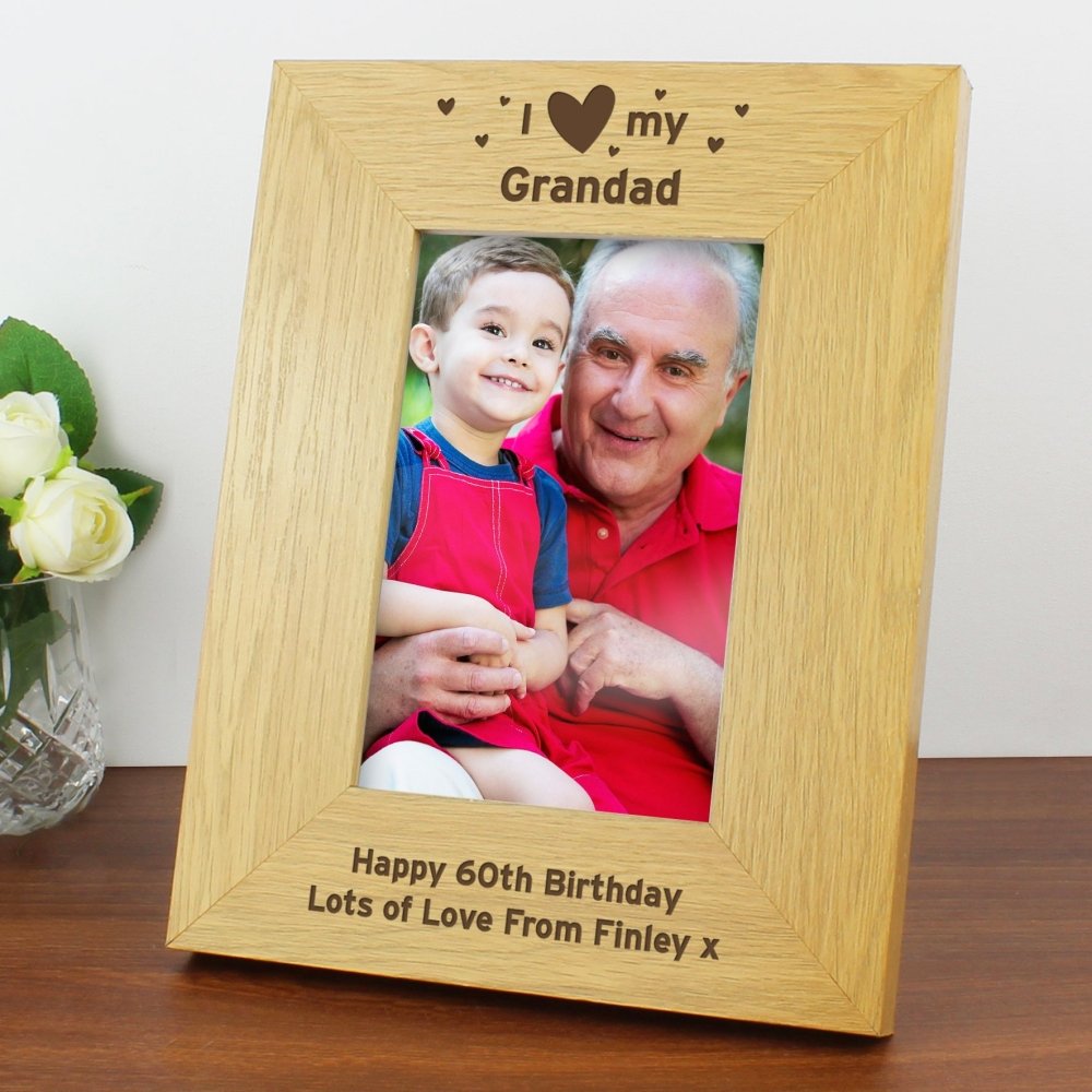 Personalised Oak Finish 6x4 Inch I Heart My Photo Frame
