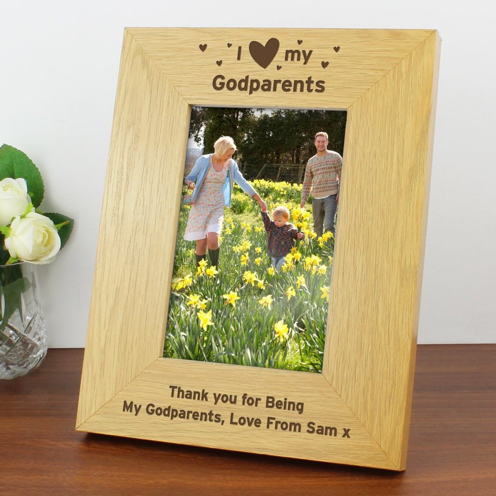 Personalised Oak Finish 6x4 Inch I Heart My Photo Frame
