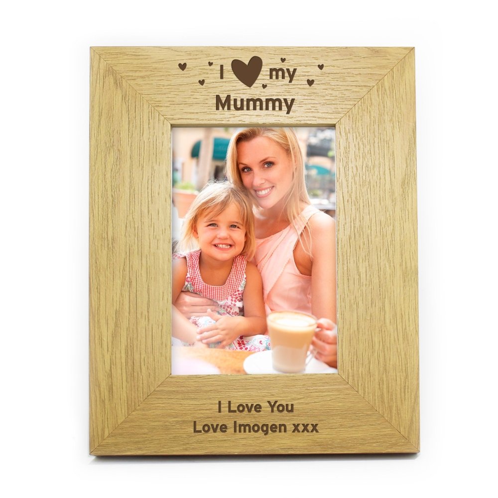 Personalised Oak Finish 6x4 Inch I Heart My Photo Frame