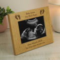 Personalised Oak Finish 6x4 Inch Landscape Baby Footprints Photo Frame