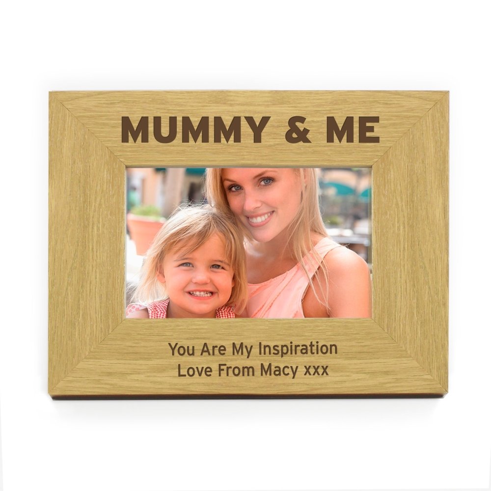 Personalised Oak Finish 6x4 Inch Mummy & Me Photo Frame