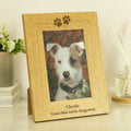 Personalised Oak Finish 6x4 Inch Paw Prints Photo Frame