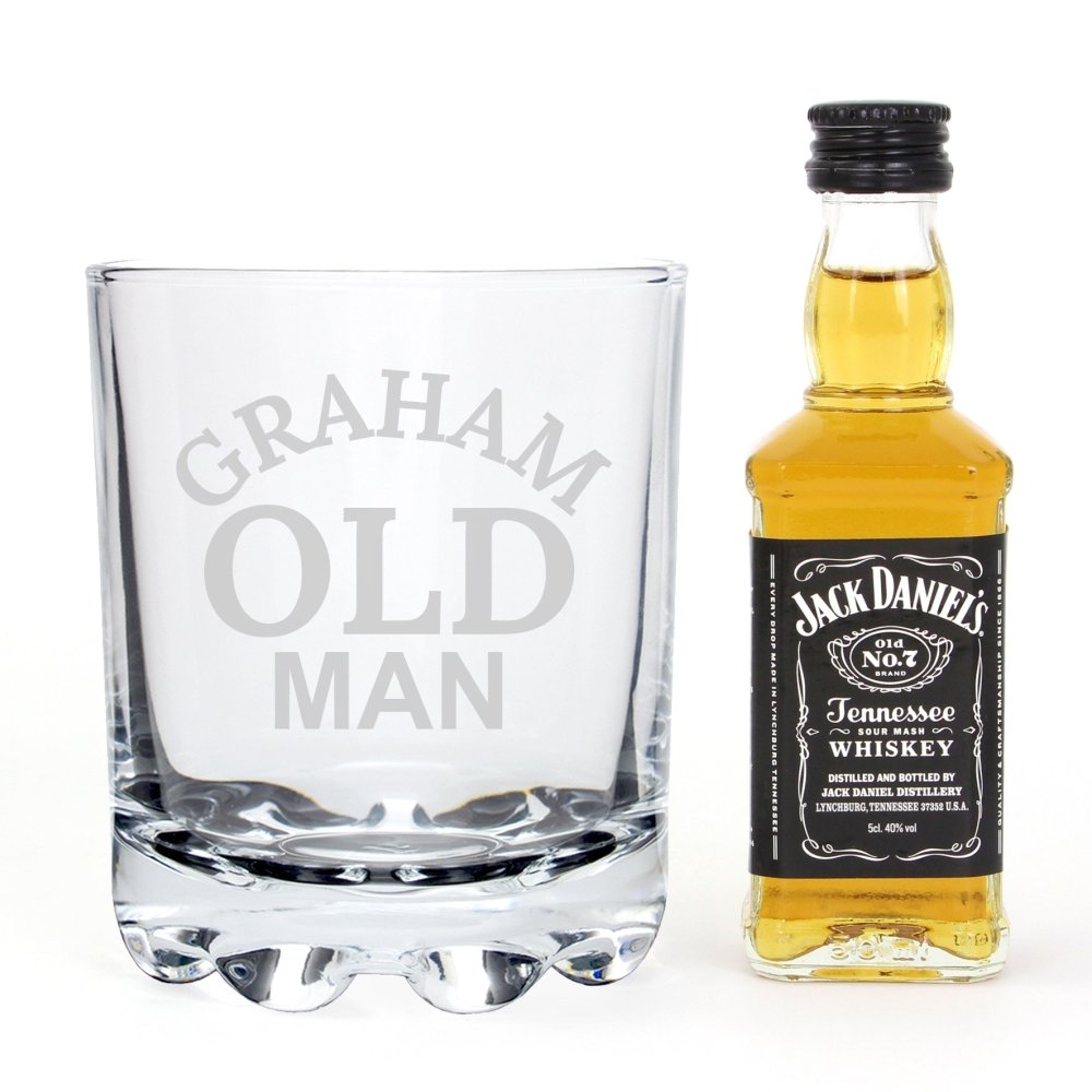 Personalised Old Man Tumbler And Whiskey Miniature Set