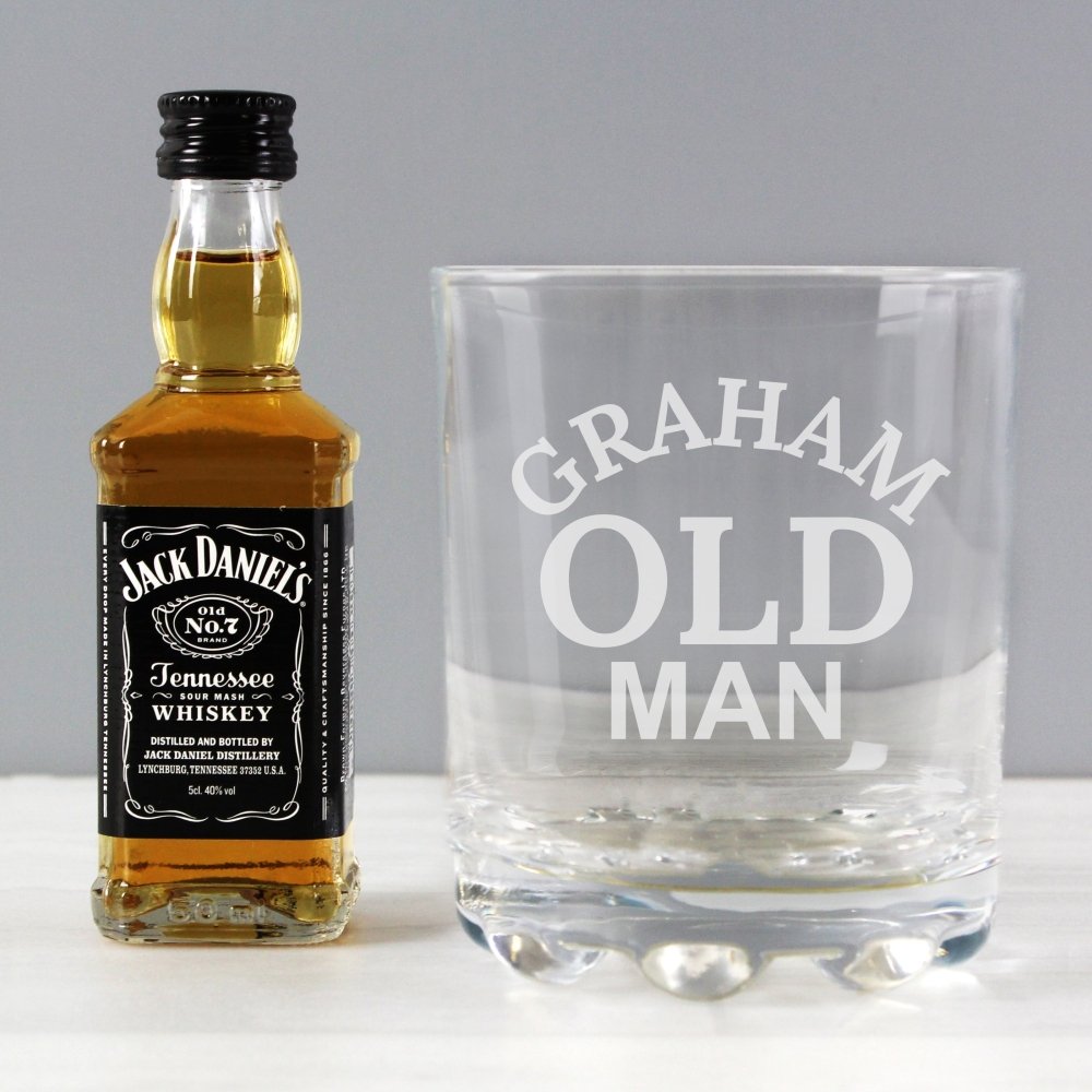 Personalised Old Man Tumbler And Whiskey Miniature Set