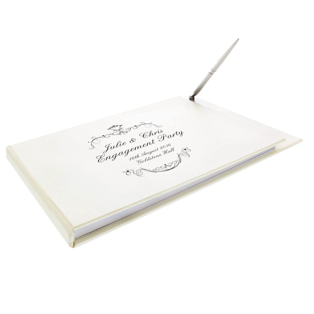 Personalised Ornate Swirl Hardback Guest Book & Pen