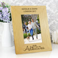 Personalised Our Adventures 4x6 Inch Oak Finish Photo Frame