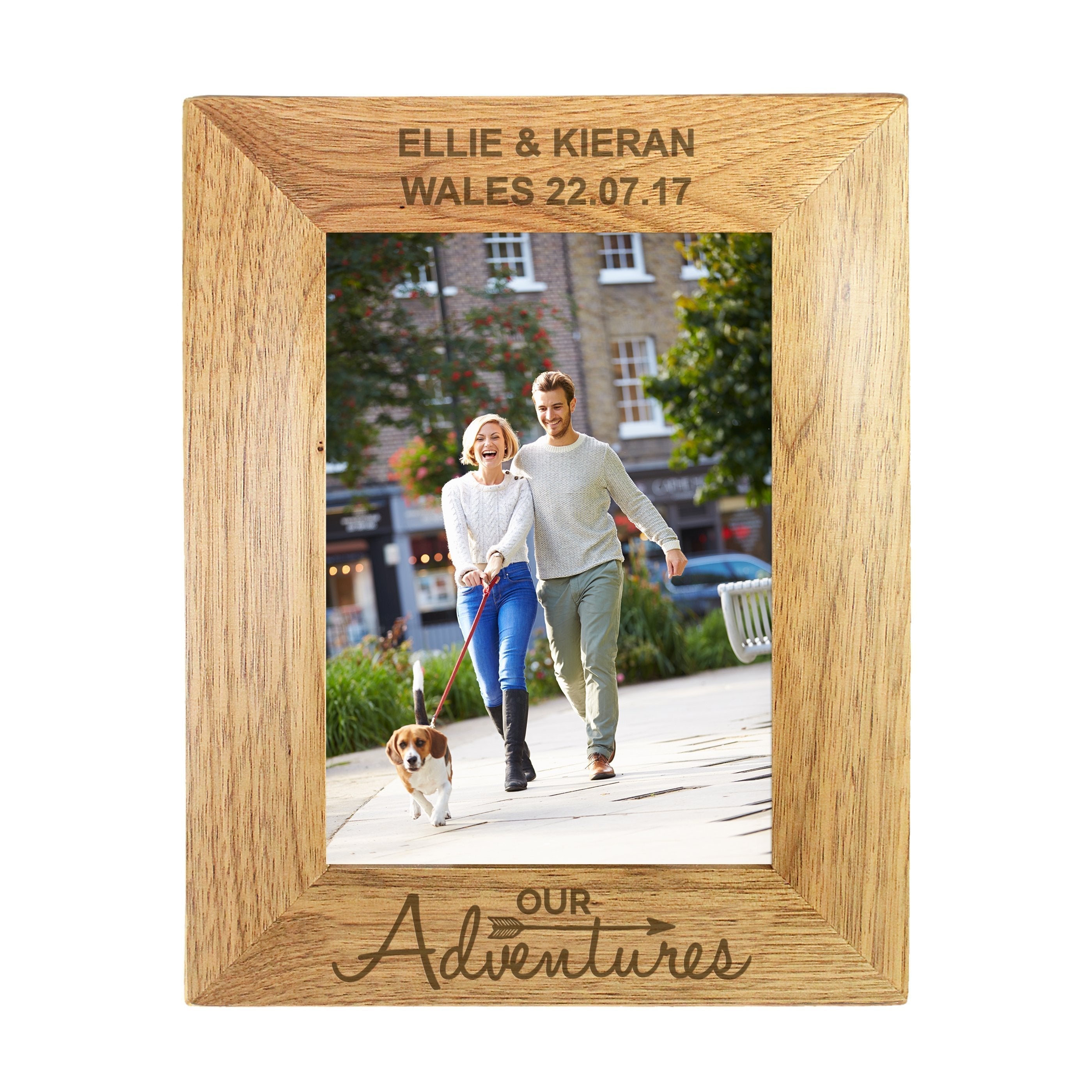 Personalised Our Adventures 5x7 Inch Wooden Photo Frame