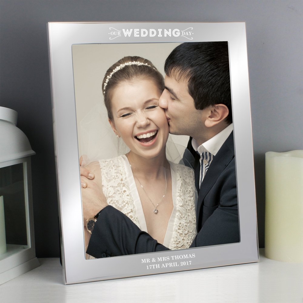 Personalised Our Wedding Day 10x8 Inch Silver Photo Frame