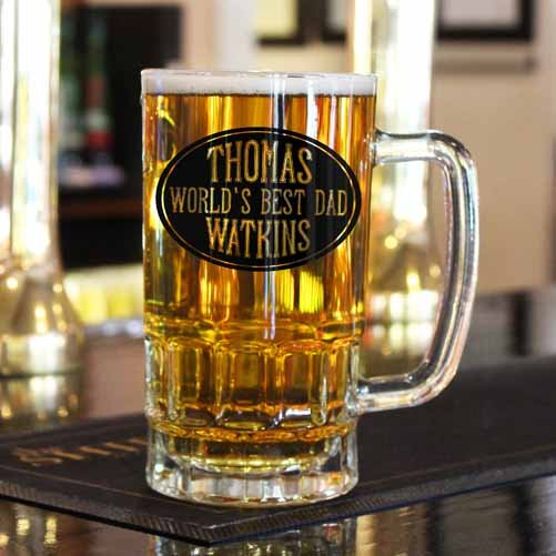 Personalised Oval Design Beer Glass Tankard