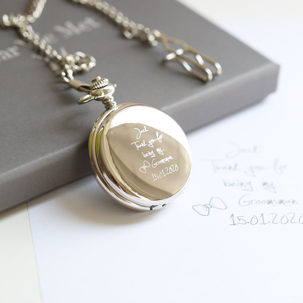 Personalised Own Handwriting Dual Opening Pocket Watch