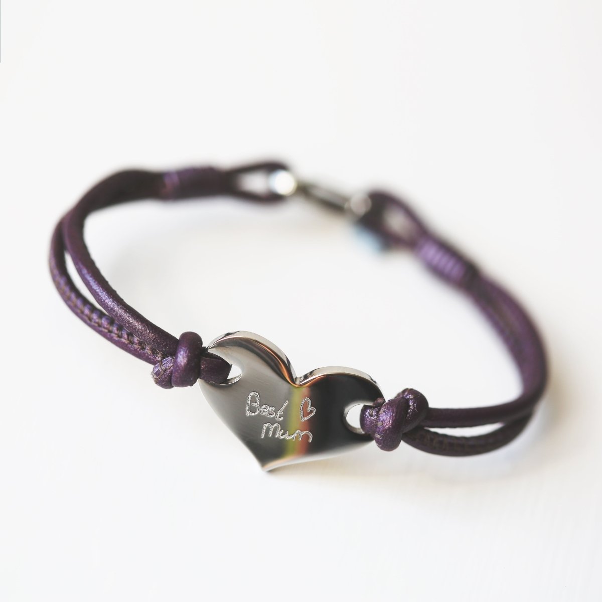 Personalised Own Handwriting Hearts Forever Leather Bracelet