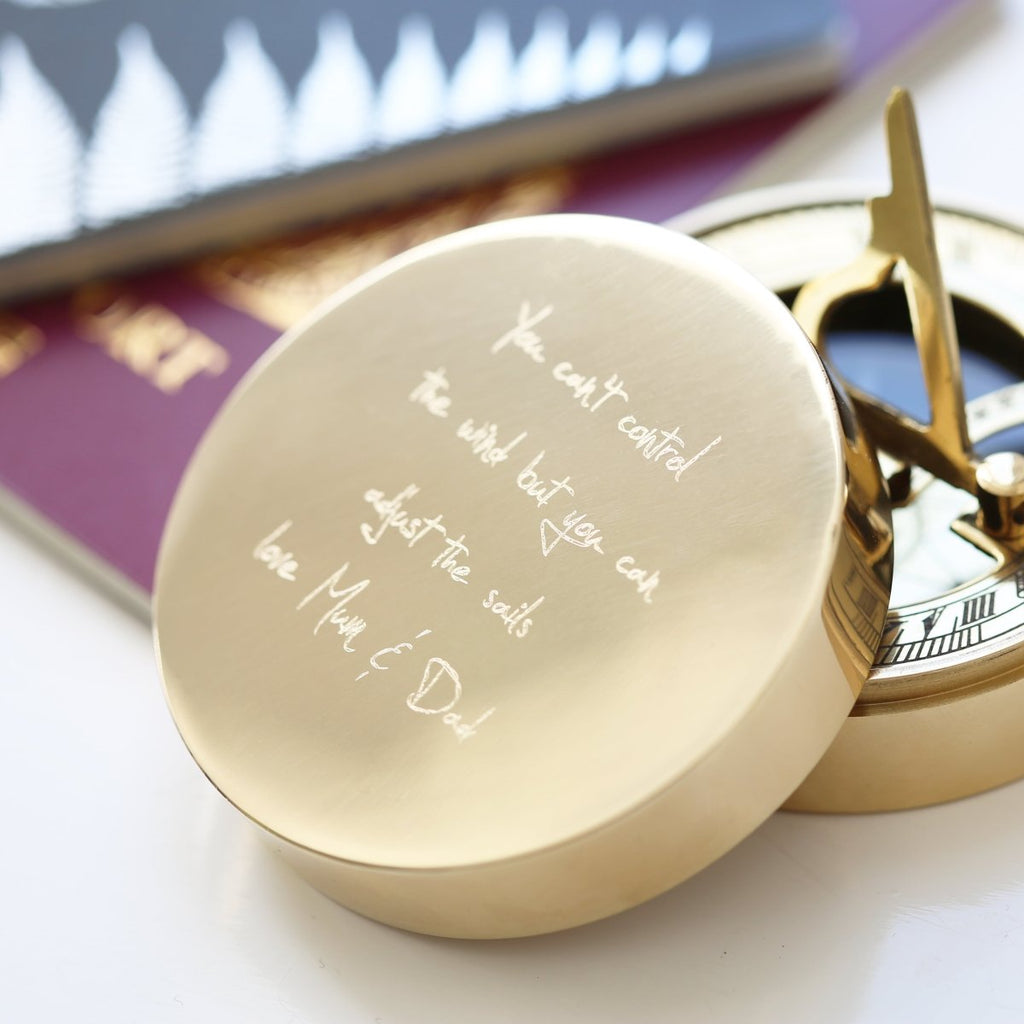 Personalised Own Handwriting Nautical Sundial Compass