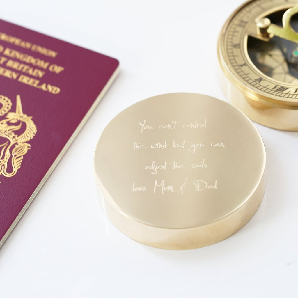 Personalised Own Handwriting Nautical Sundial Compass