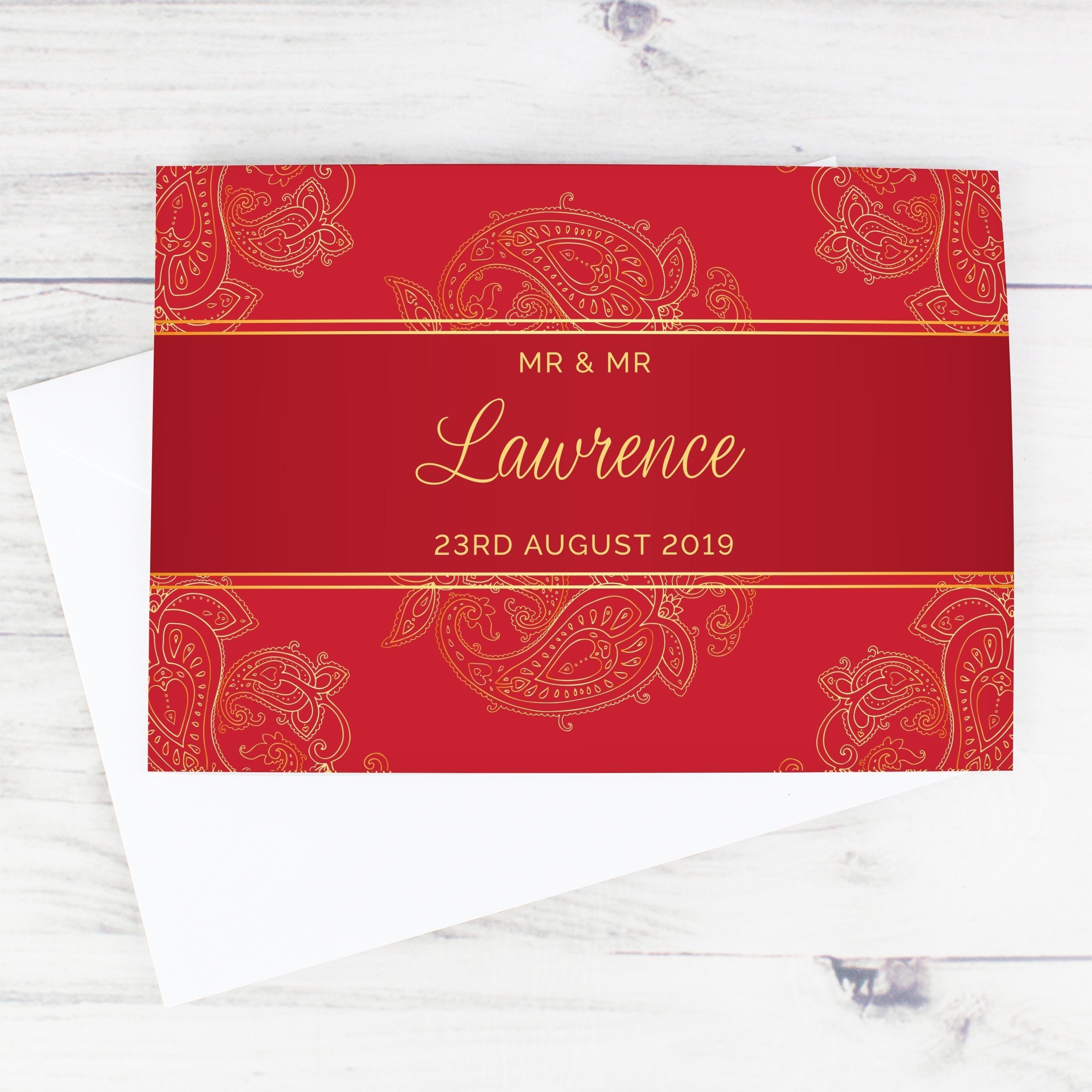 Personalised Paisley Wedding Card