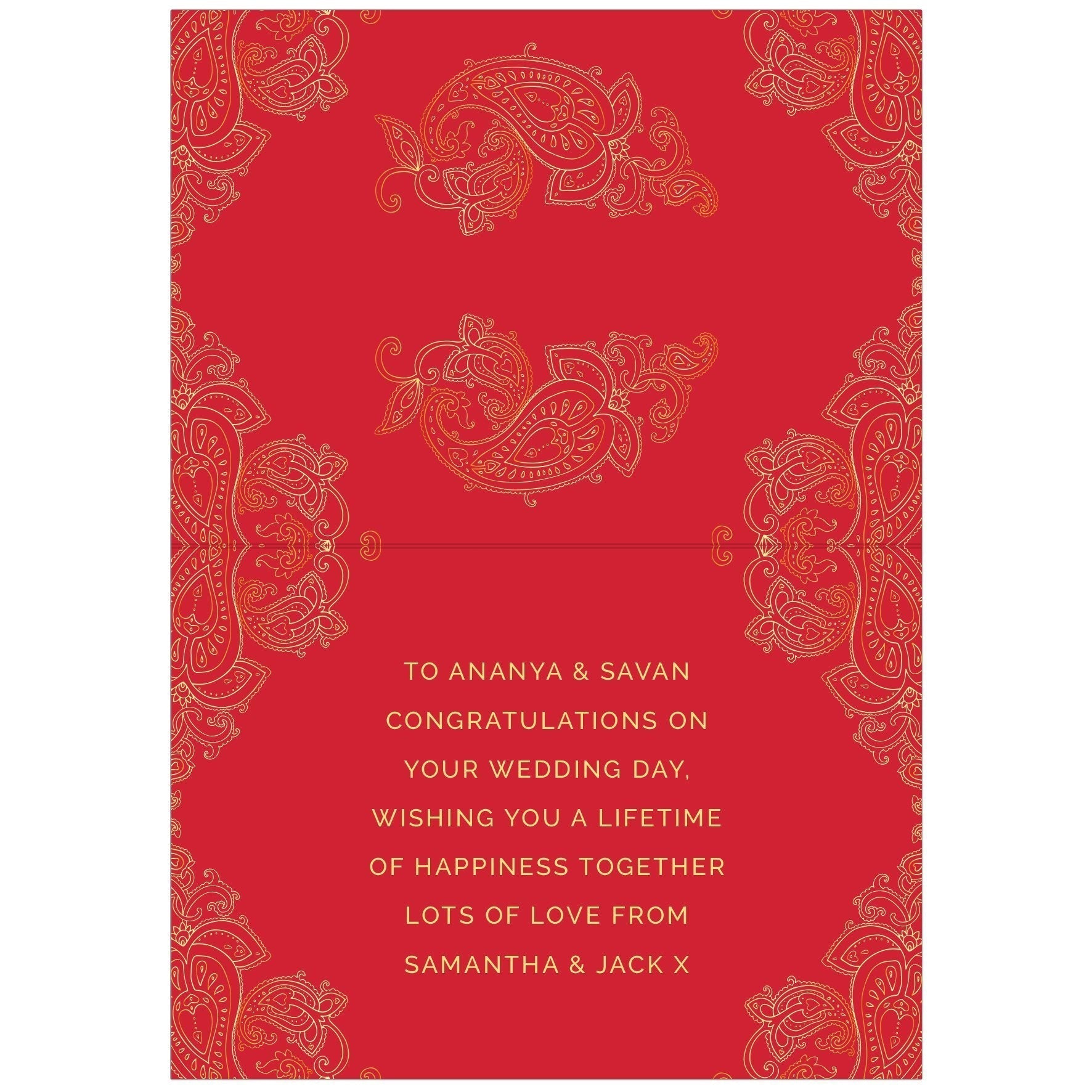 Personalised Paisley Wedding Card