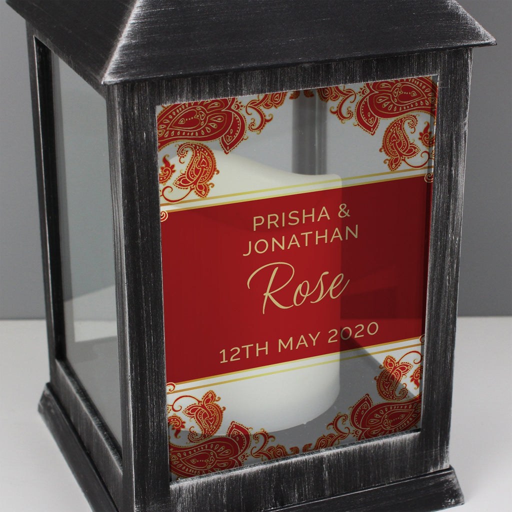 Personalised Paisley Wedding Rustic Black Lantern