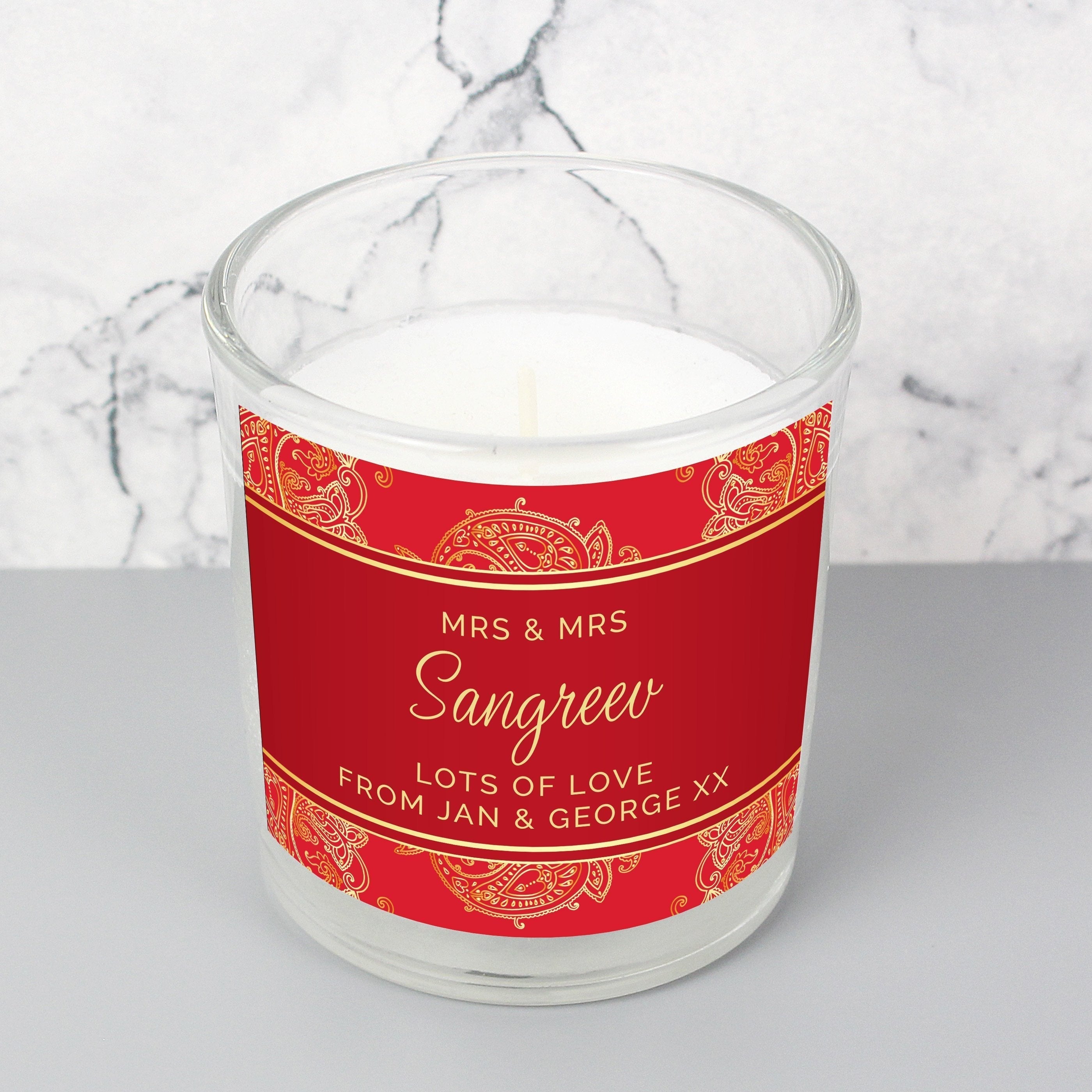 Personalised Paisley Wedding Scented Jar Candle