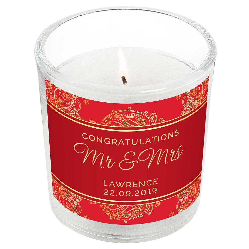 Personalised Paisley Wedding Scented Jar Candle