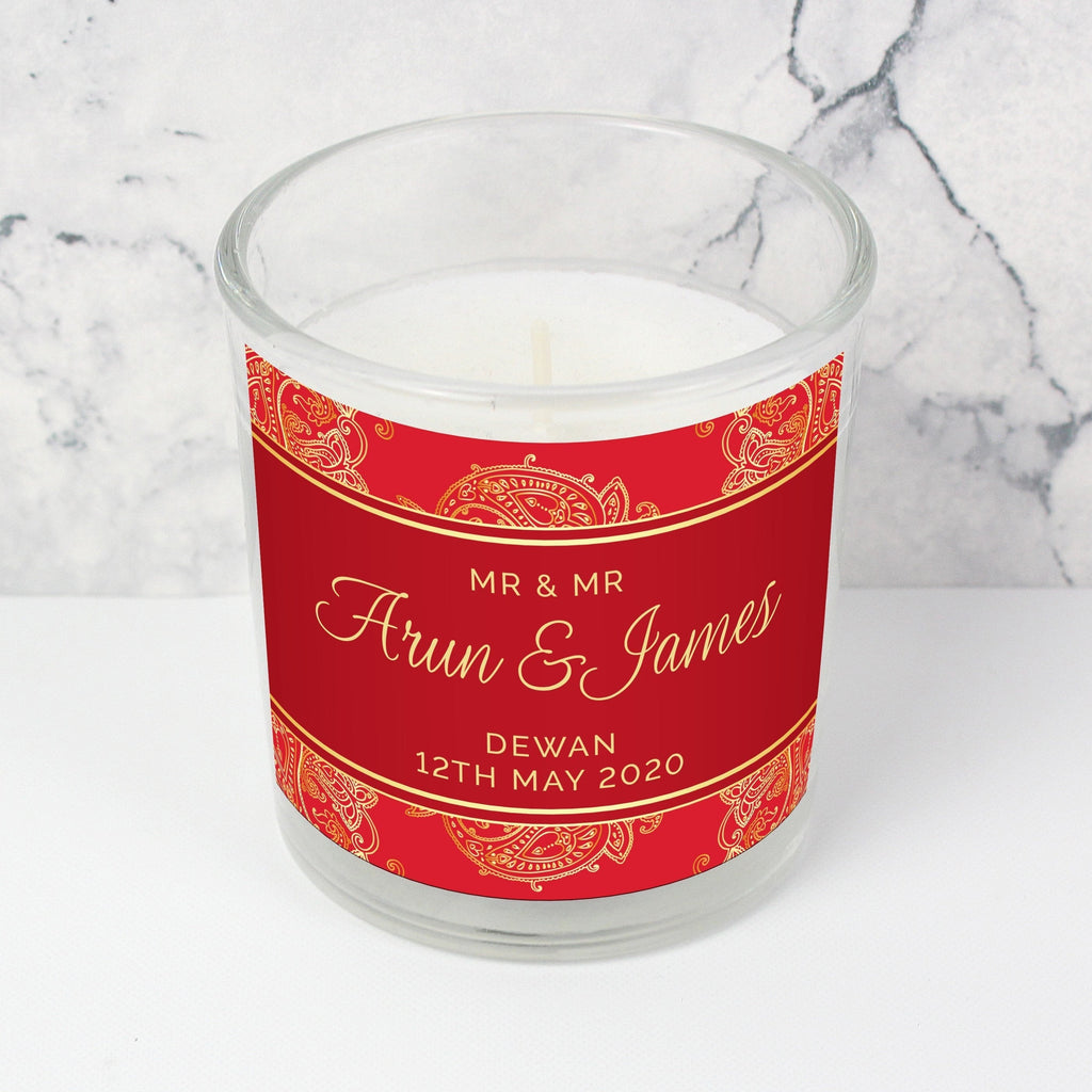 Personalised Paisley Wedding Scented Jar Candle