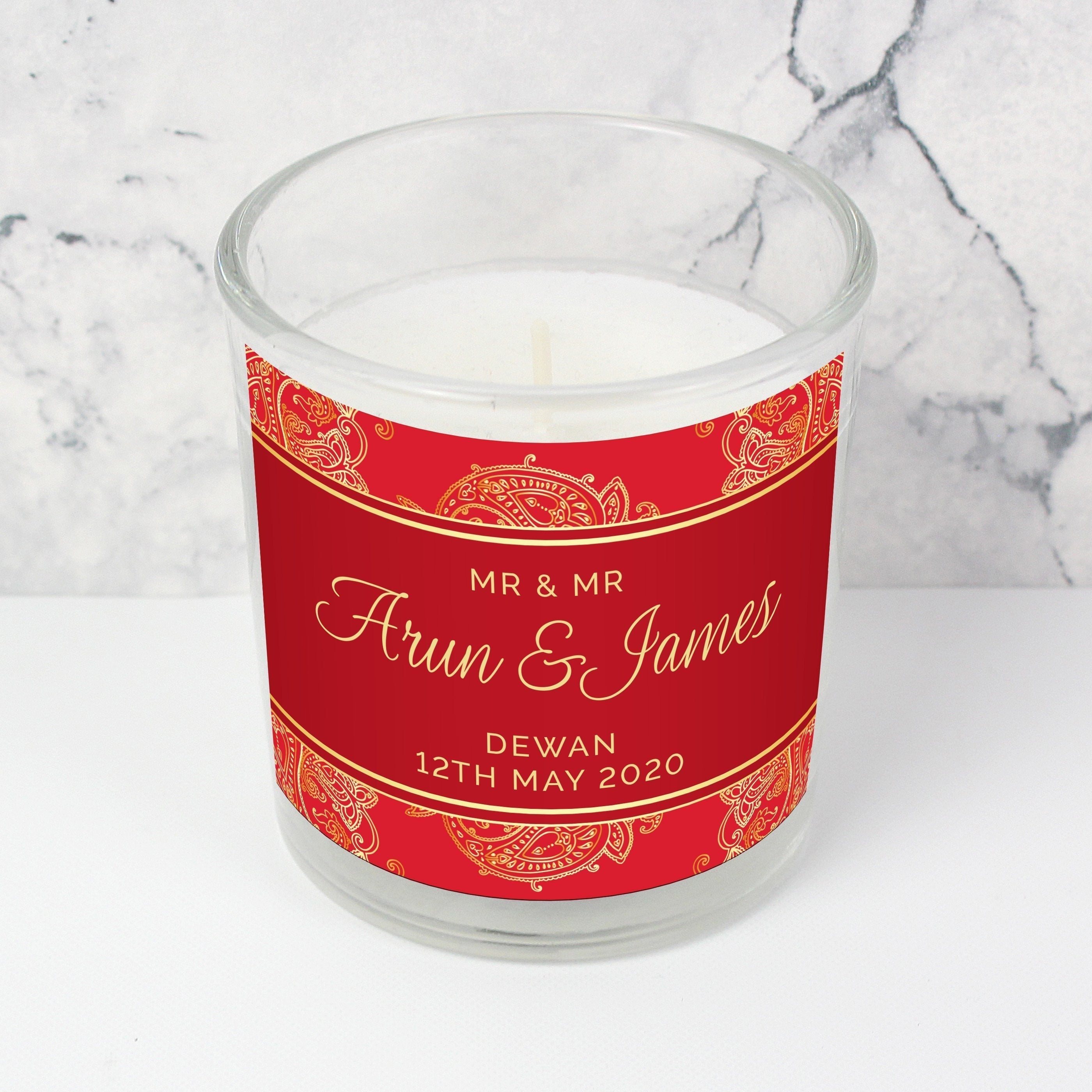 Personalised Paisley Wedding Scented Jar Candle