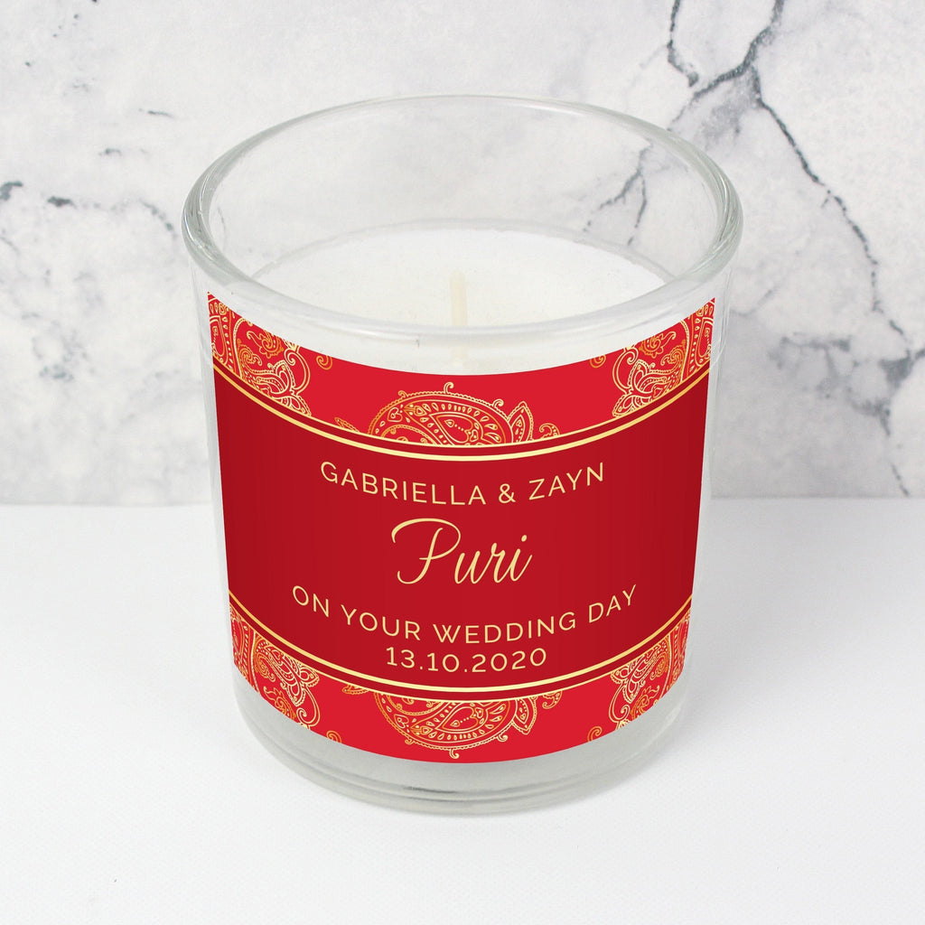 Personalised Paisley Wedding Scented Jar Candle