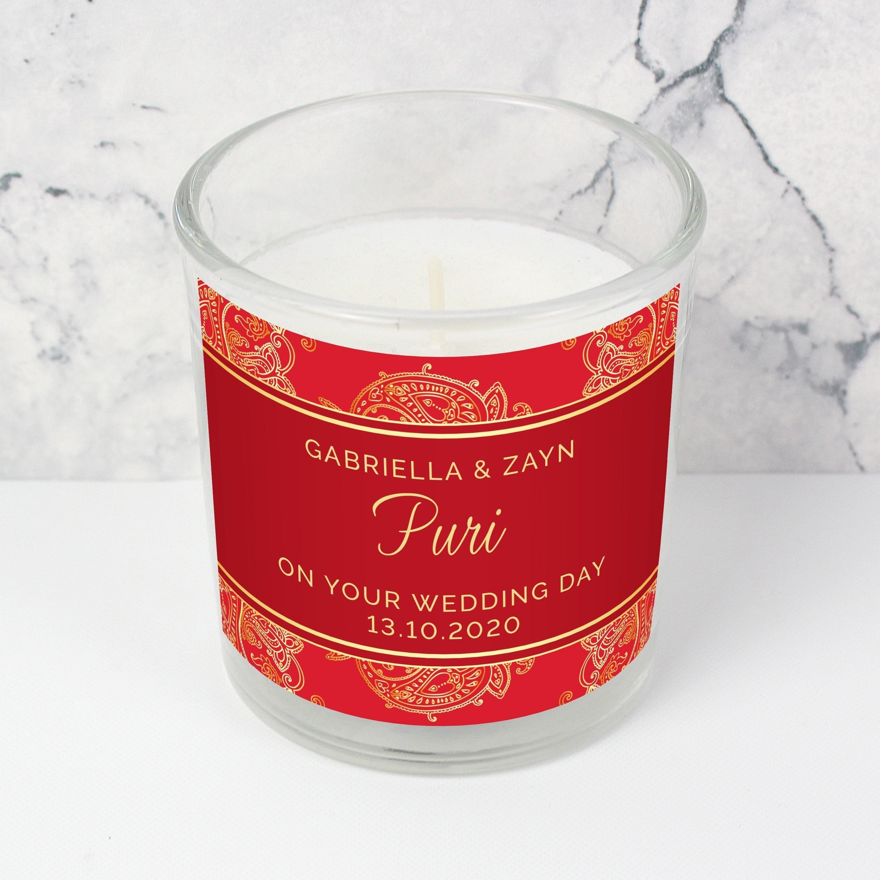 Personalised Paisley Wedding Scented Jar Candle