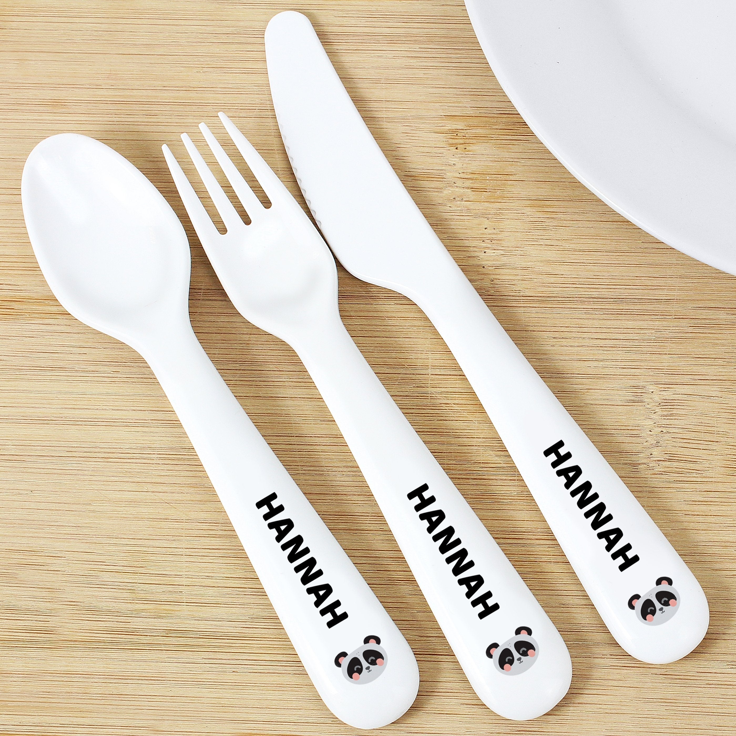 Personalised Panda Plastic Cutlery