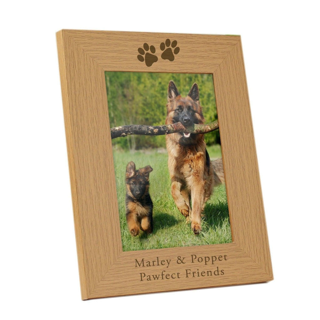 Personalised Paw Prints 5x7 Inch Wooden Photo Frame
