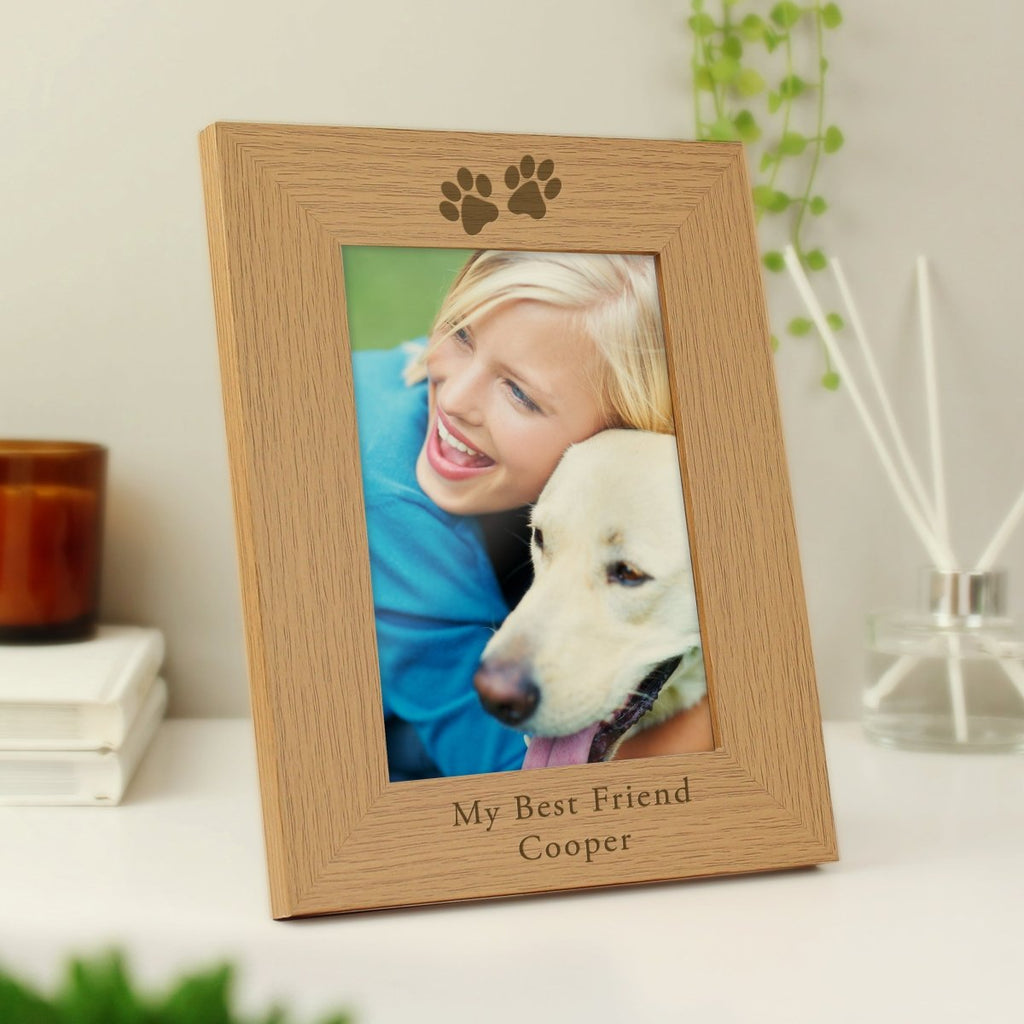 Personalised Paw Prints 5x7 Inch Wooden Photo Frame