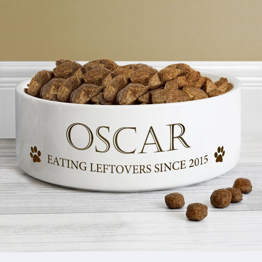 Personalised Paws 14Cm Medium White Pet Bowl