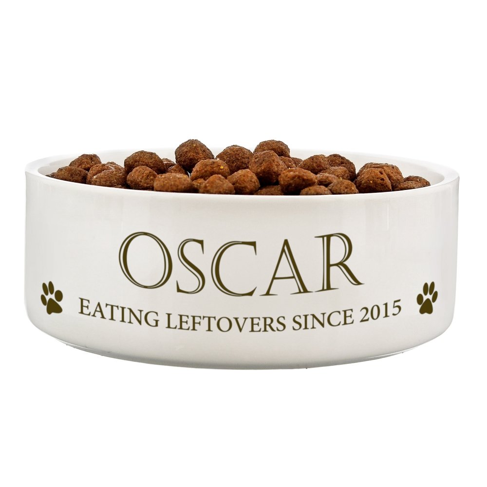 Personalised Paws 14Cm Medium White Pet Bowl