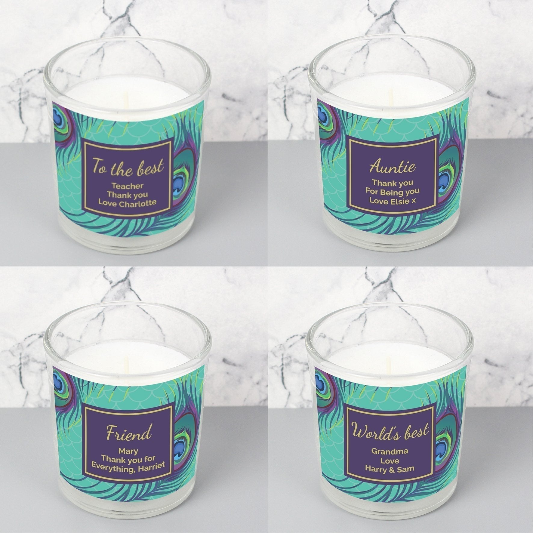 Personalised Peacock Scented Jar Candle