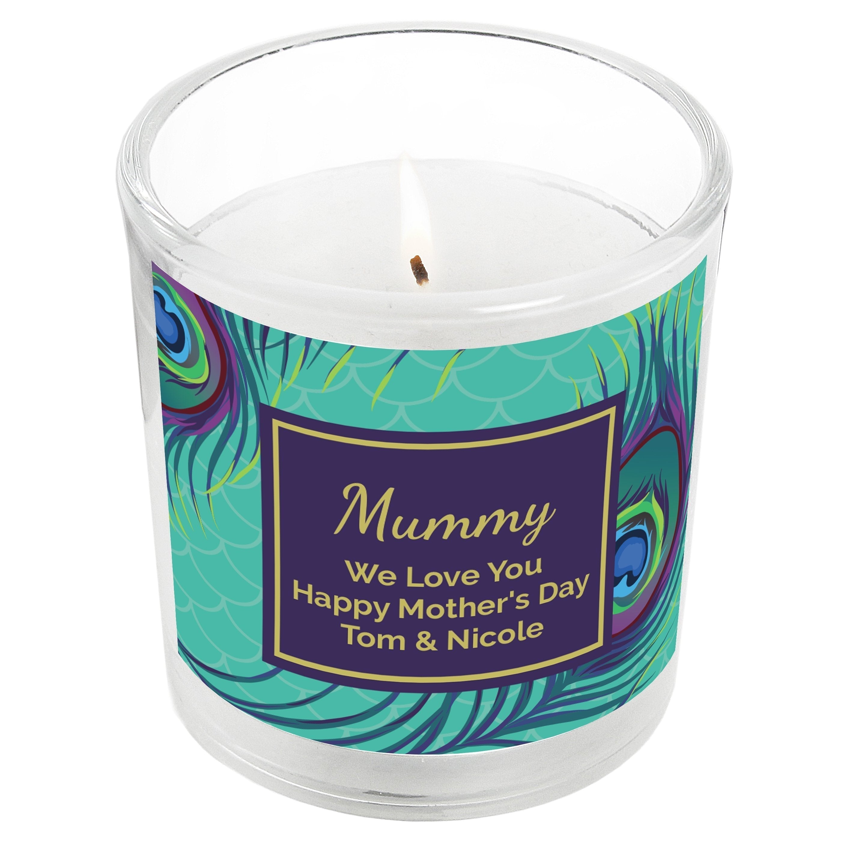 Personalised Peacock Scented Jar Candle