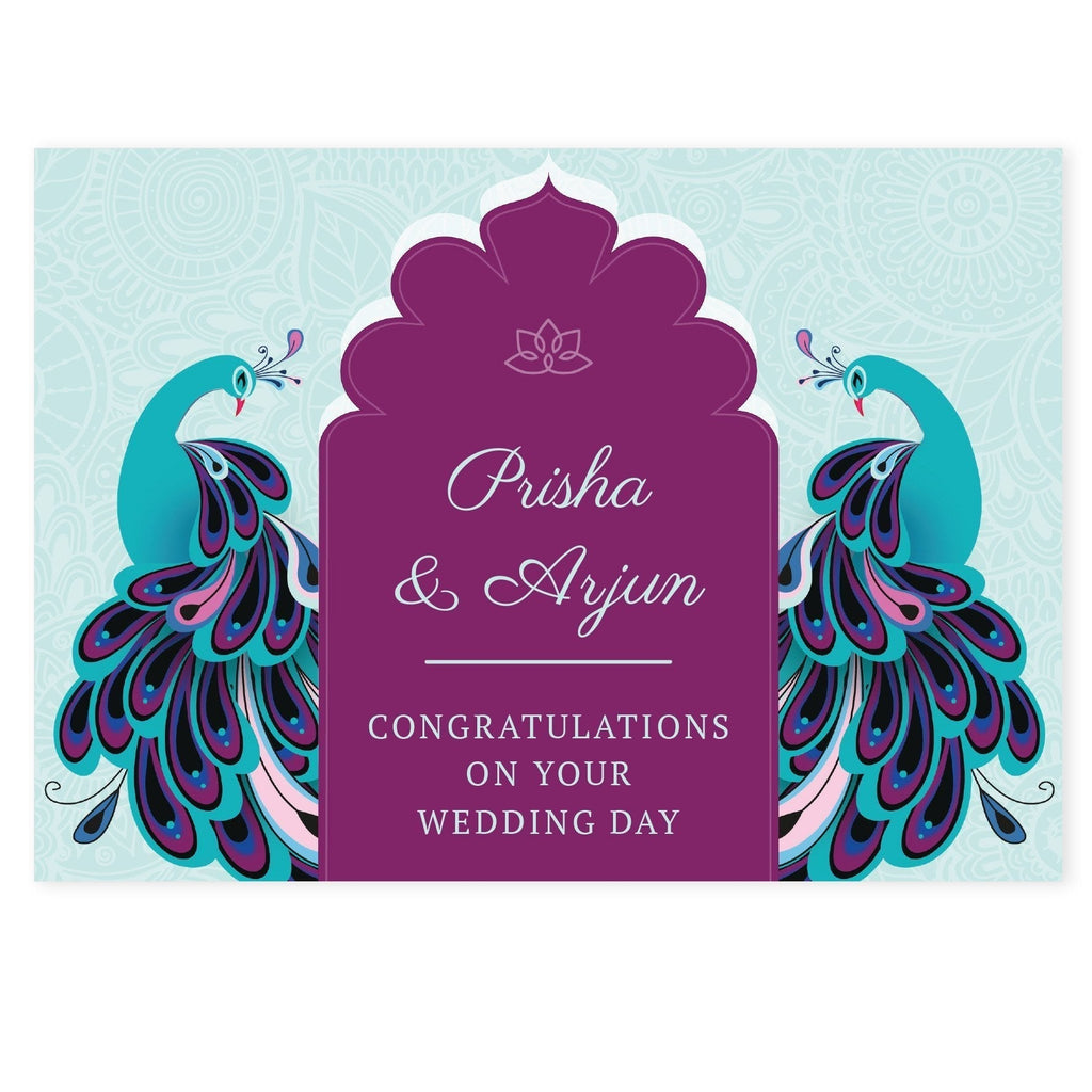 Personalised Peacock Wedding Card