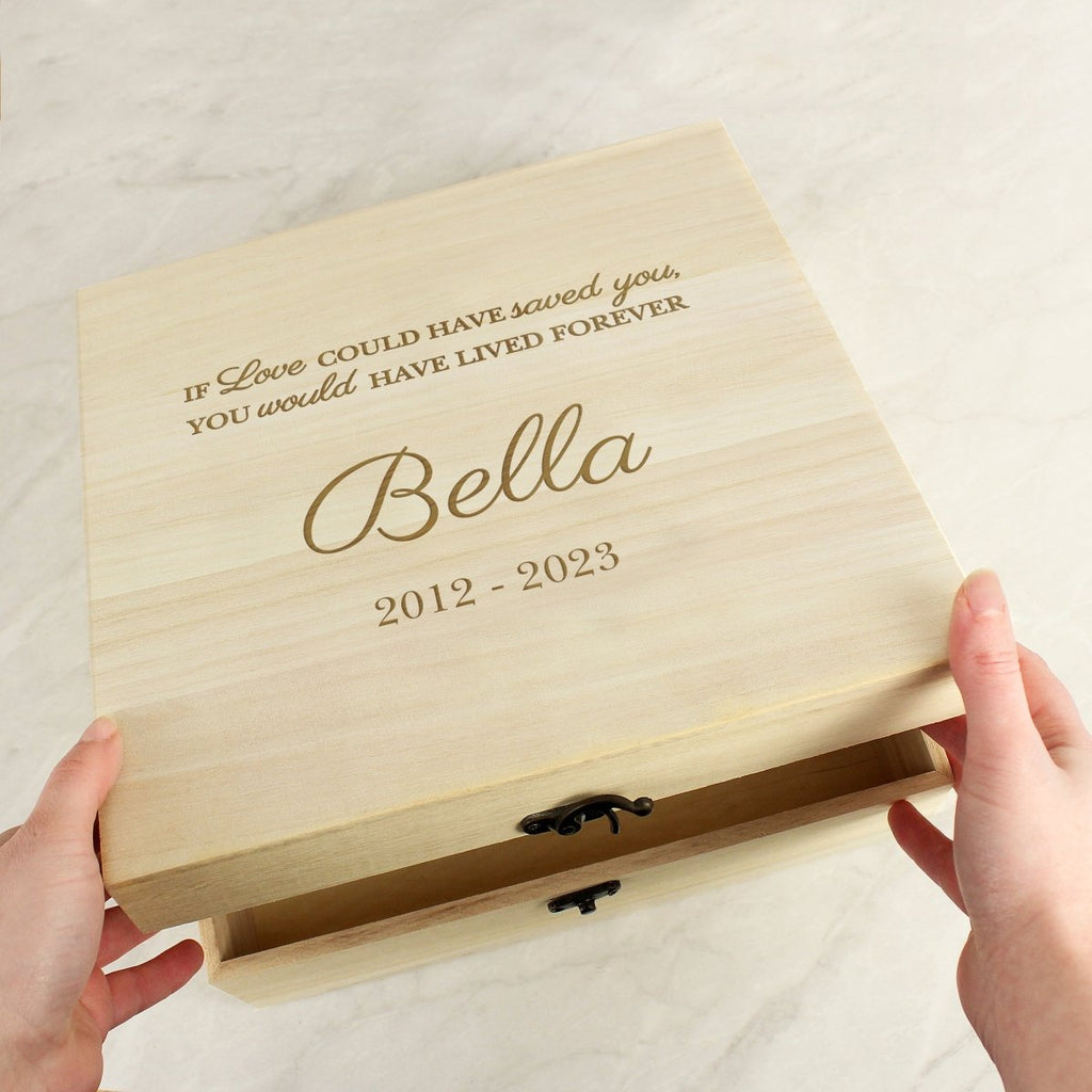 Personalised Pet Memorial Large Wooden Keepsake Box