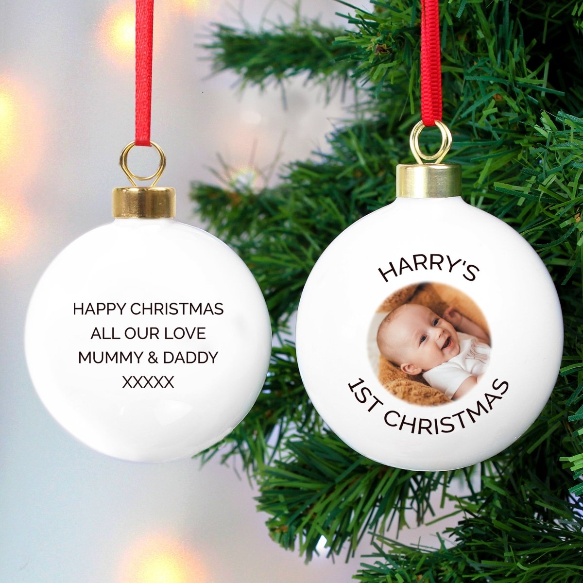 Personalised Photo Upload Christmas Tree Bauble, Perfect For New Baby's 1st Christmas Or Remembering Loved Ones