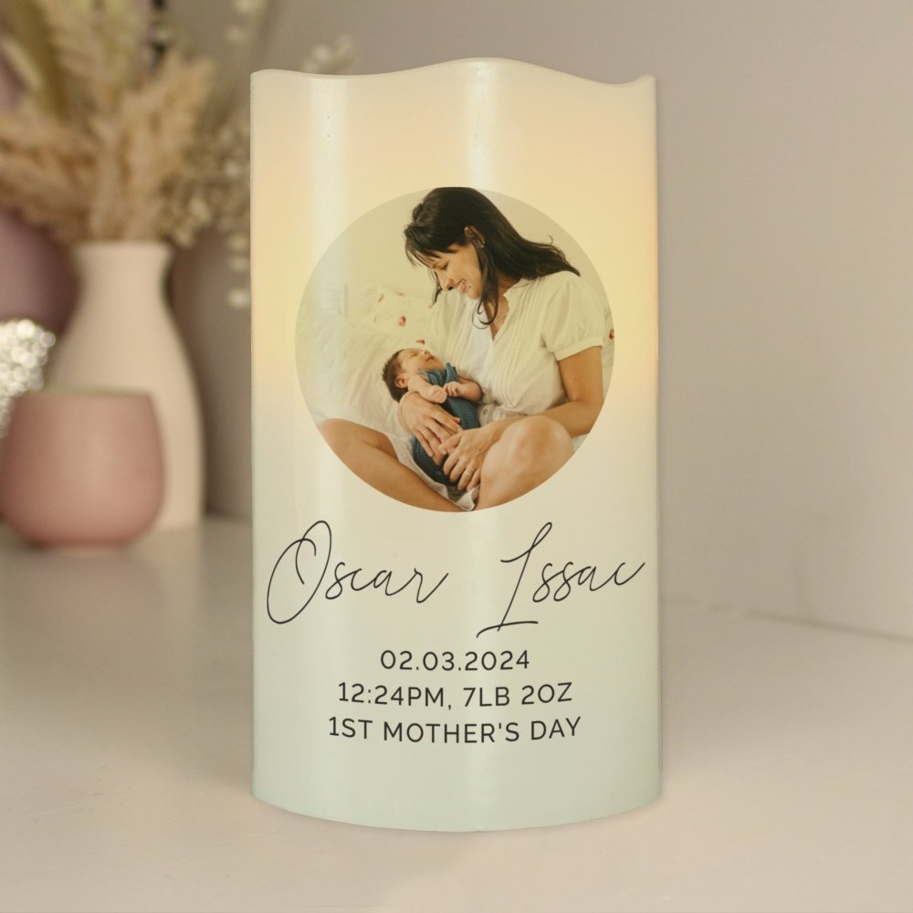 Personalised Photo Upload LED Candle, Ideal For Weddings, Anniversaries, Newborn Baby & Memorials