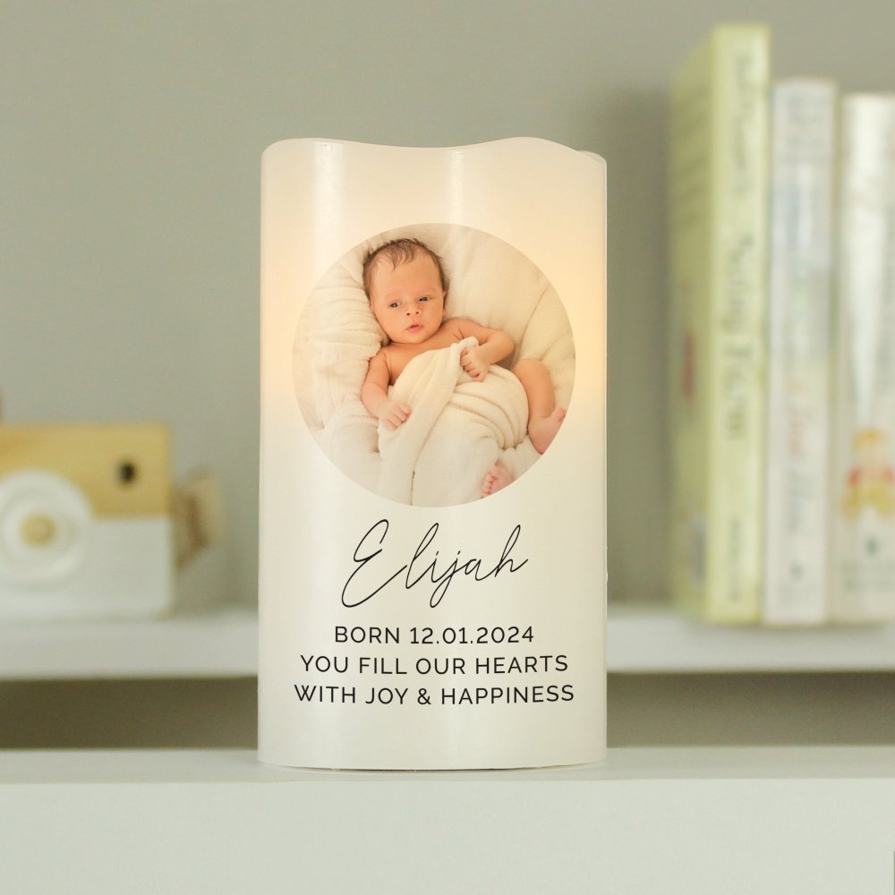 Personalised Photo Upload LED Candle, Ideal For Weddings, Anniversaries, Newborn Baby & Memorials