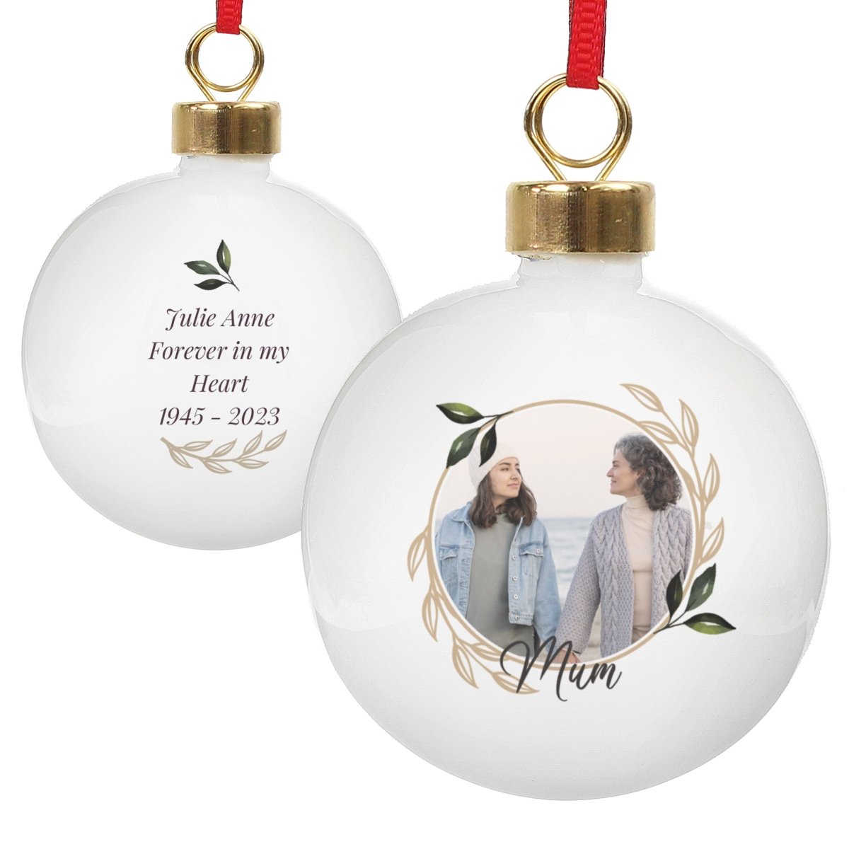 Personalised Photo Upload Memorial Christmas Tree Bauble
