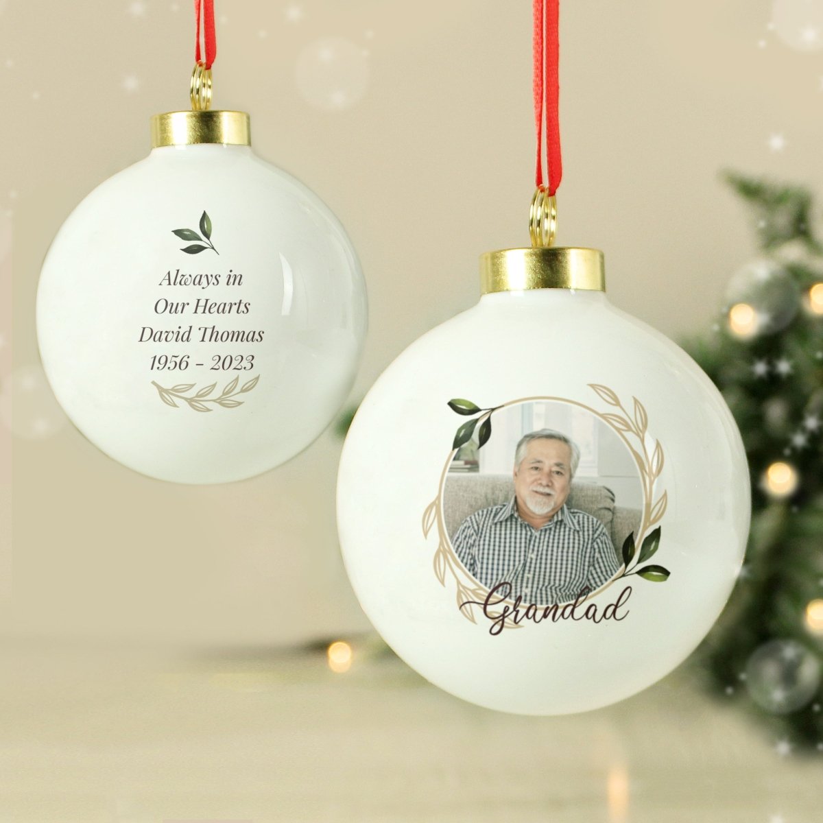 Personalised Photo Upload Memorial Christmas Tree Bauble