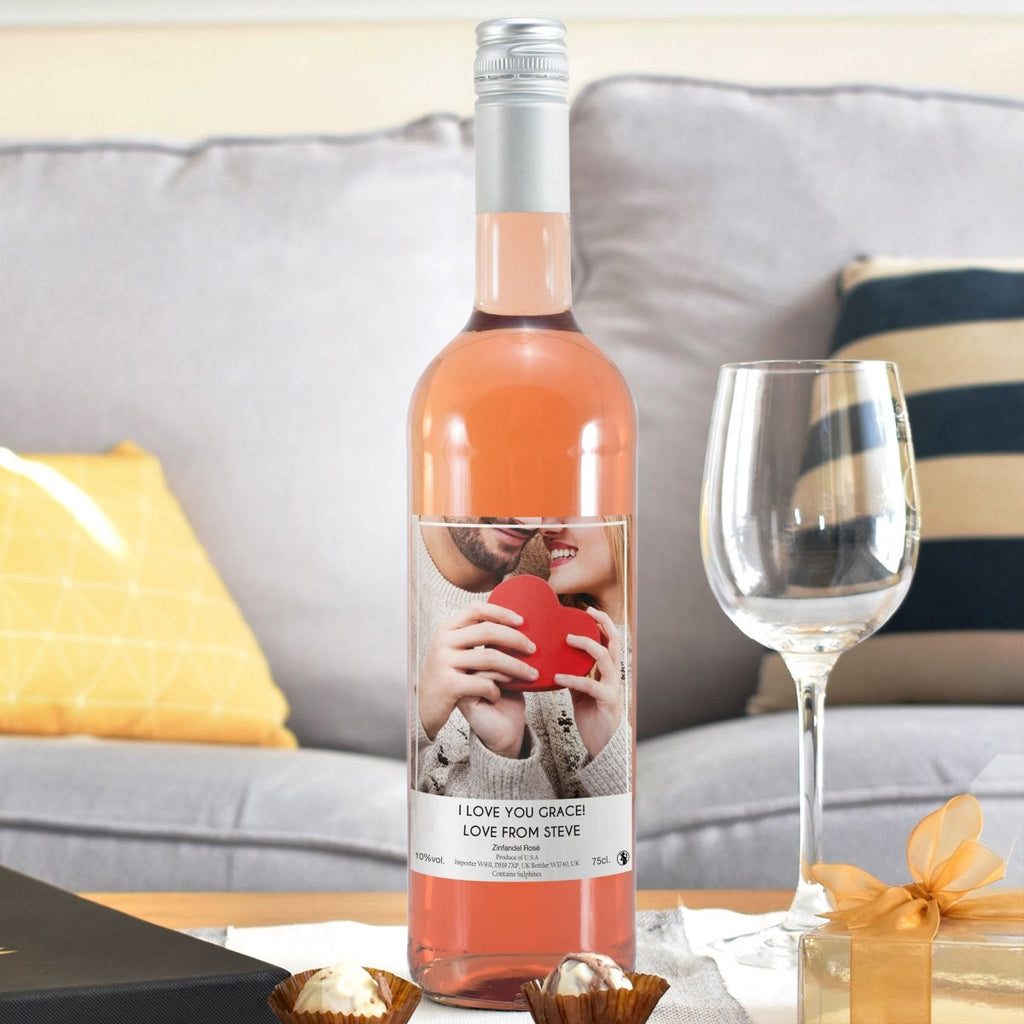 Personalised Photo Upload Rose Wine