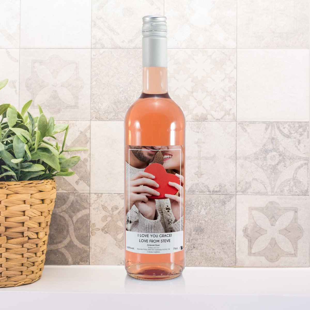 Personalised Photo Upload Rose Wine