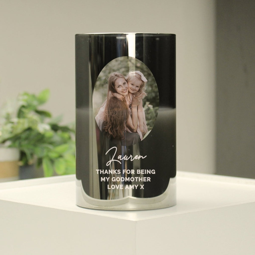 Personalised Photo Upload Smoked Glass LED Candle