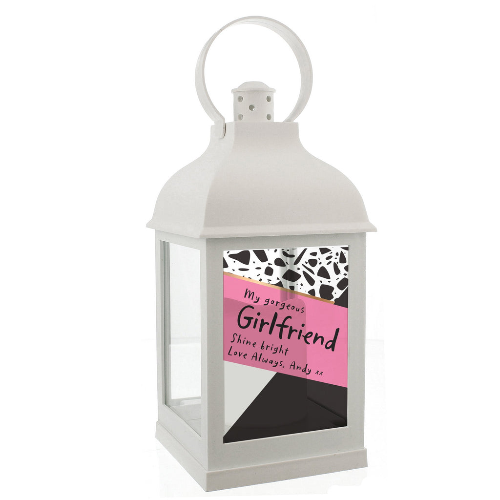 Personalised Pink & Black White Lantern