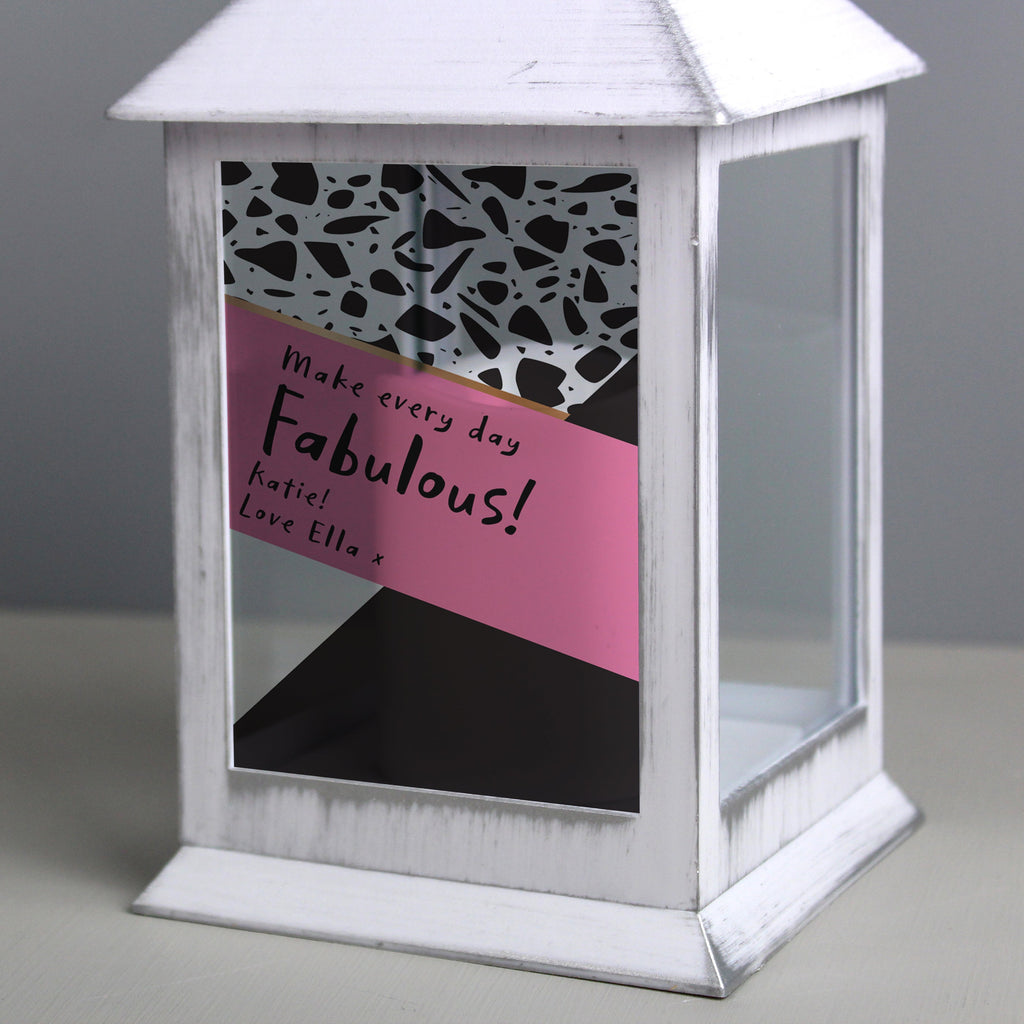 Personalised Pink & Black White Lantern