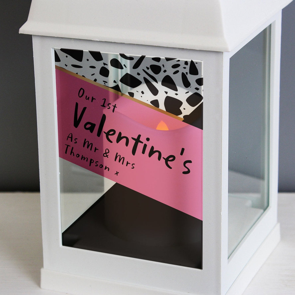 Personalised Pink & Black White Lantern