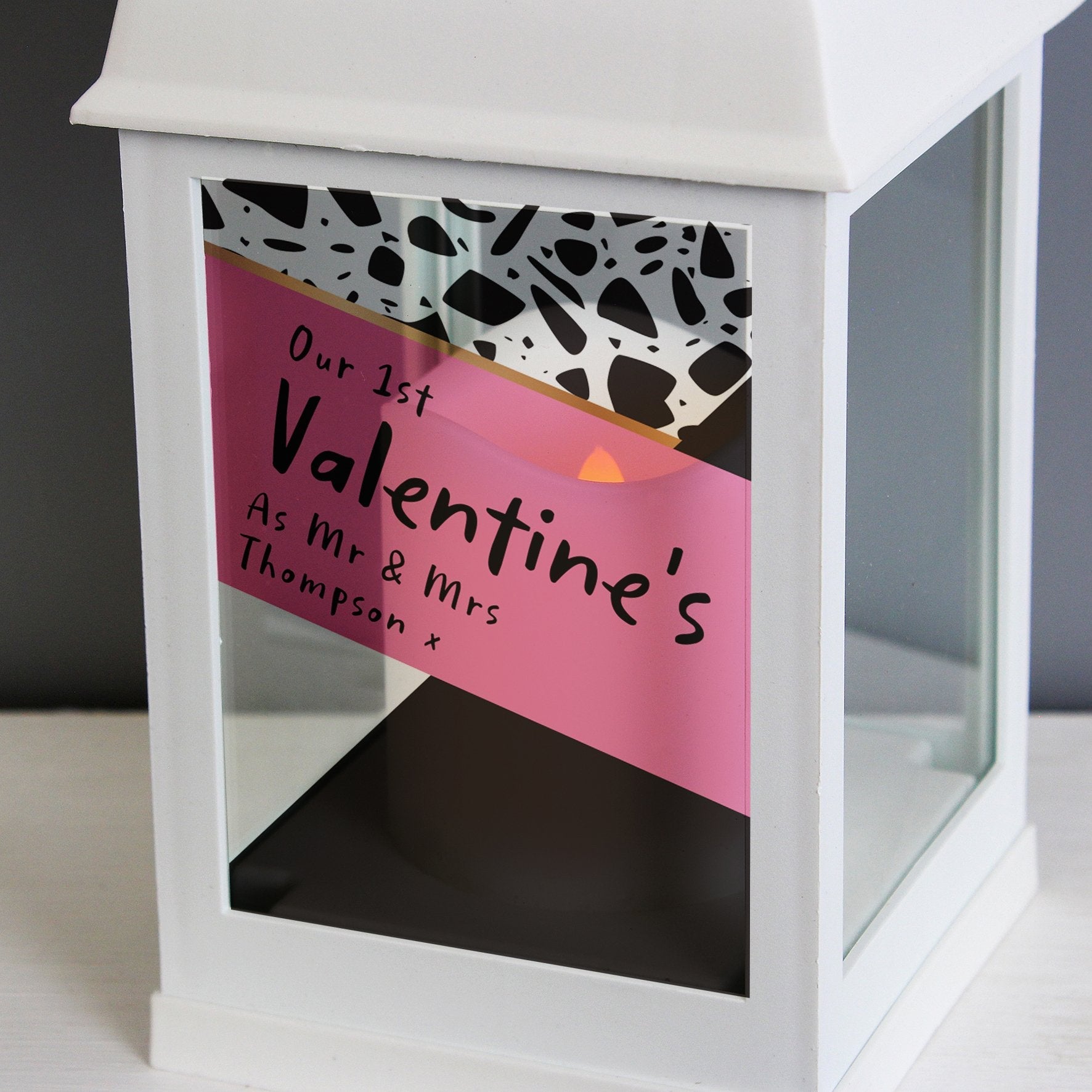 Personalised Pink & Black White Lantern