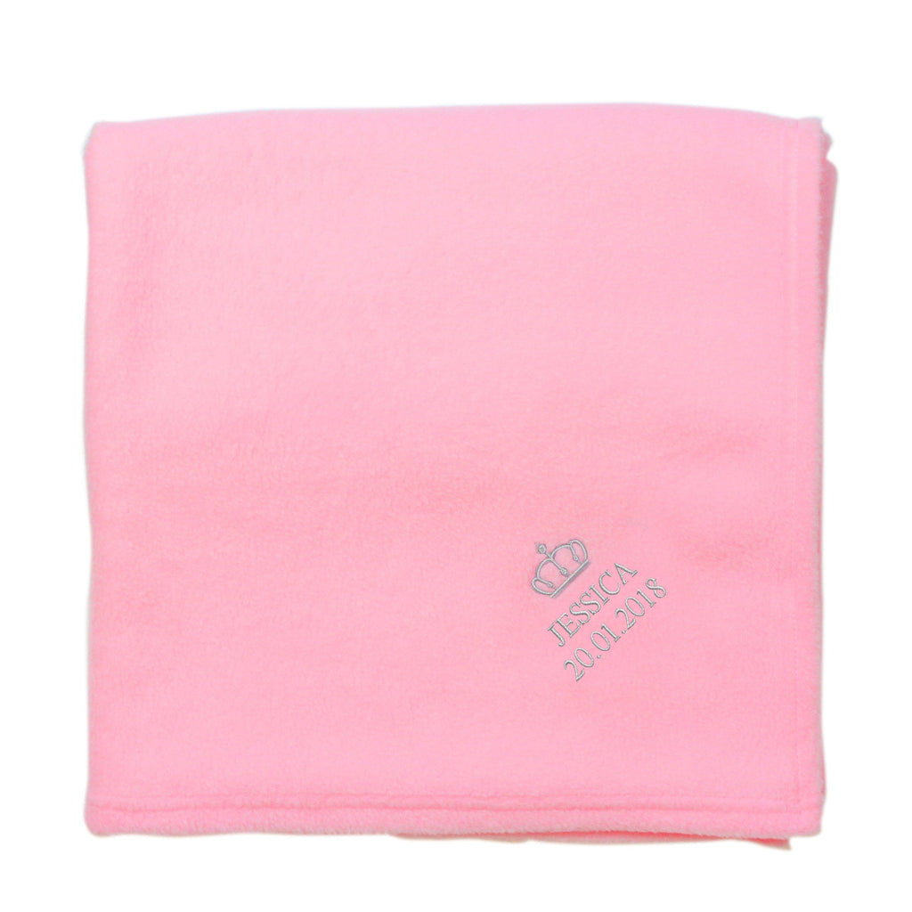 Personalised Pink Crown Baby Blanket